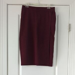 Liz Claiborne - Faux Wrap Burgundy Pencil Skirt
